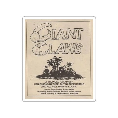 ISLAND CLAWS 1980 Movie Poster STICKER Vinyl Die-Cut Decal - The Sticker Space