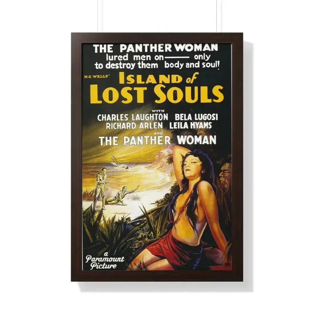 ISLAND OF LOST SOULS 1932 - Framed Movie Poster 20" x 30" Walnut - The Sticker Space