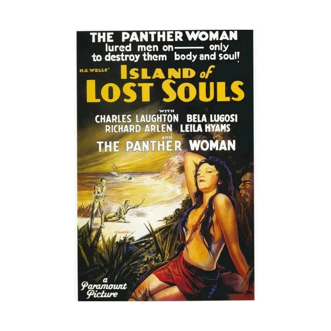 ISLAND OF LOST SOULS 1932 - Paper Movie Poster - The Sticker Space