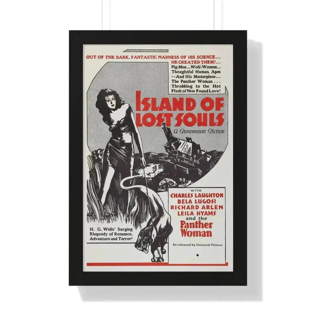 ISLAND OF LOST SOULS (4) 1932 - Framed Movie Poster 16″ x 24″ Black - The Sticker Space