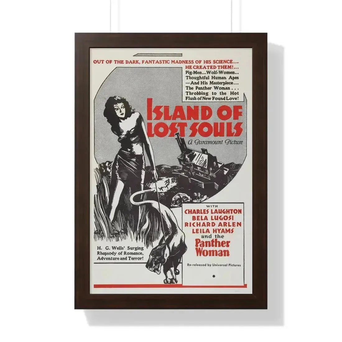 ISLAND OF LOST SOULS (4) 1932 - Framed Movie Poster 16″ x 24″ Walnut - The Sticker Space