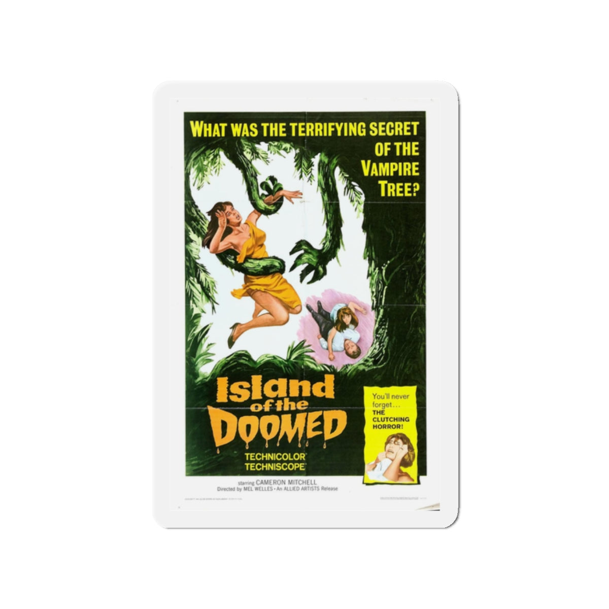 ISLAND OF THE DOOMED 1967 Movie Poster - Refrigerator Magnet-2" x 2"-The Sticker Space