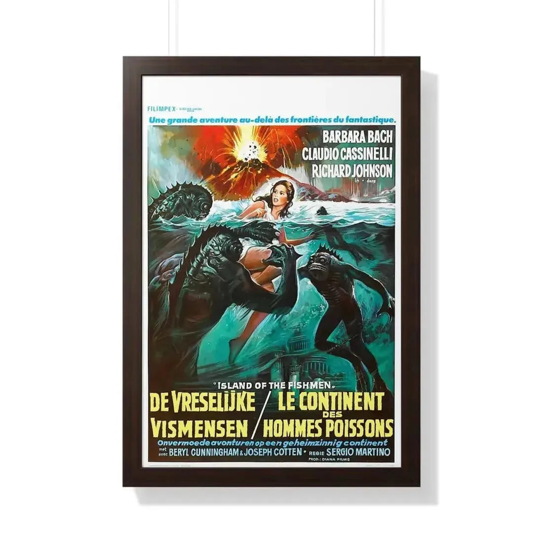 ISLAND OF THE FISHMEN (BELGIAN) 1979 - Framed Movie Poster - The Sticker Space