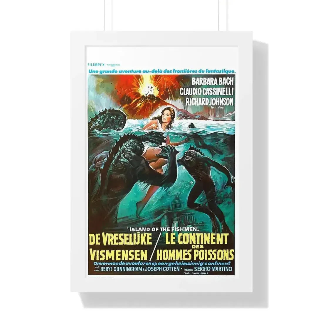 ISLAND OF THE FISHMEN (BELGIAN) 1979 - Framed Movie Poster - The Sticker Space