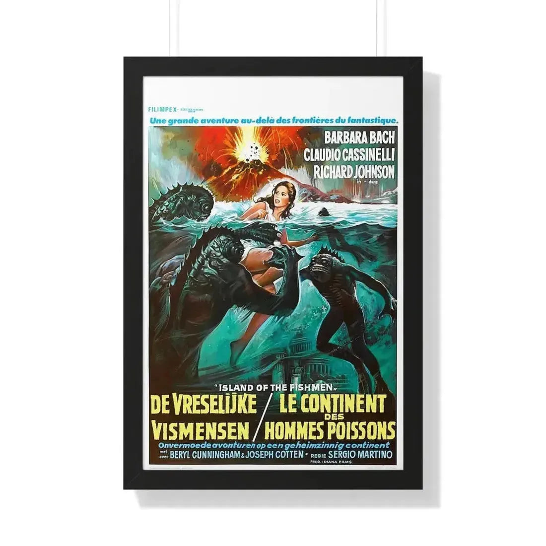 ISLAND OF THE FISHMEN (BELGIAN) 1979 - Framed Movie Poster - The Sticker Space