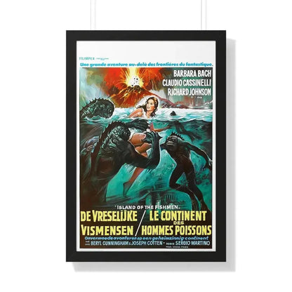 ISLAND OF THE FISHMEN (BELGIAN) 1979 - Framed Movie Poster - The Sticker Space