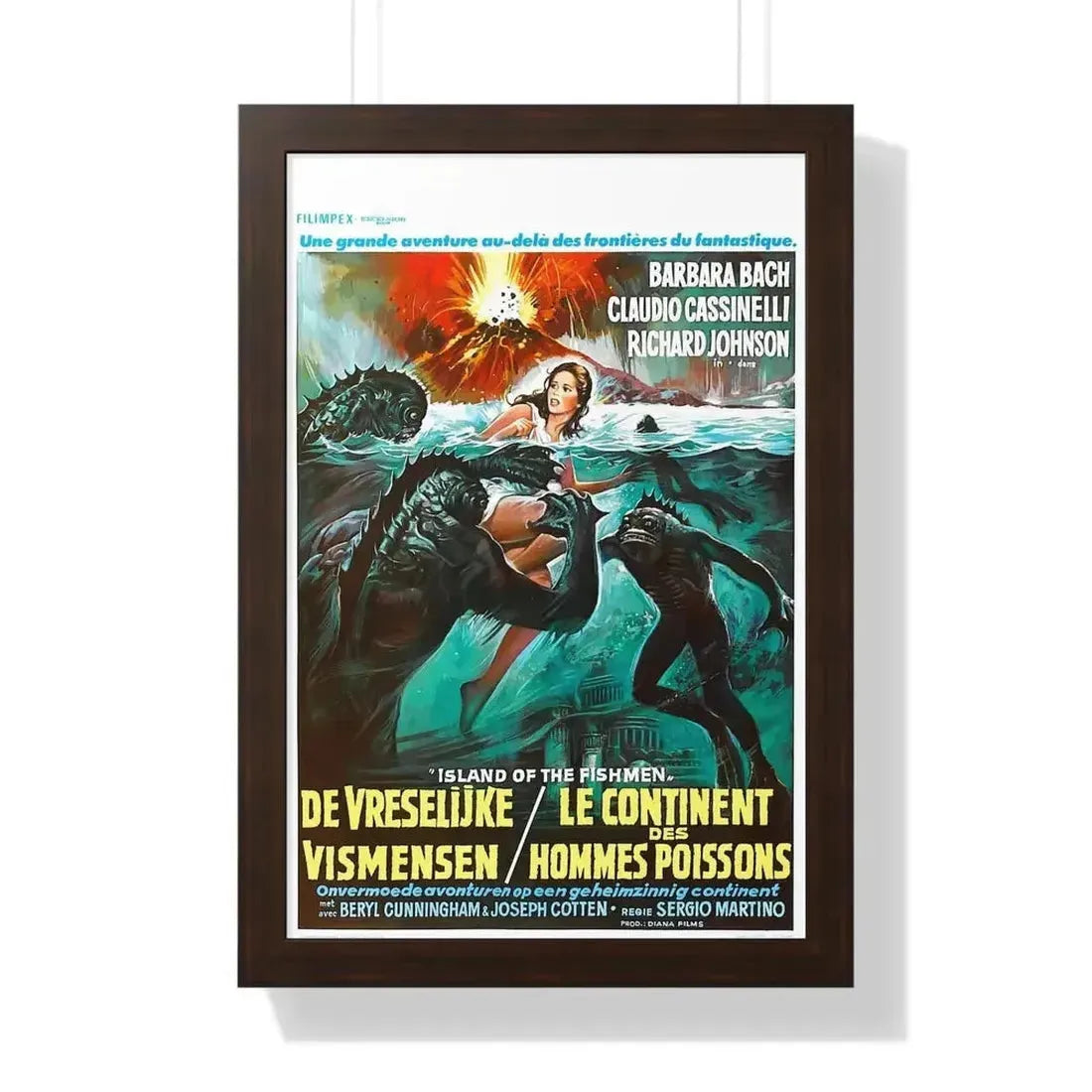 ISLAND OF THE FISHMEN (BELGIAN) 1979 - Framed Movie Poster - The Sticker Space