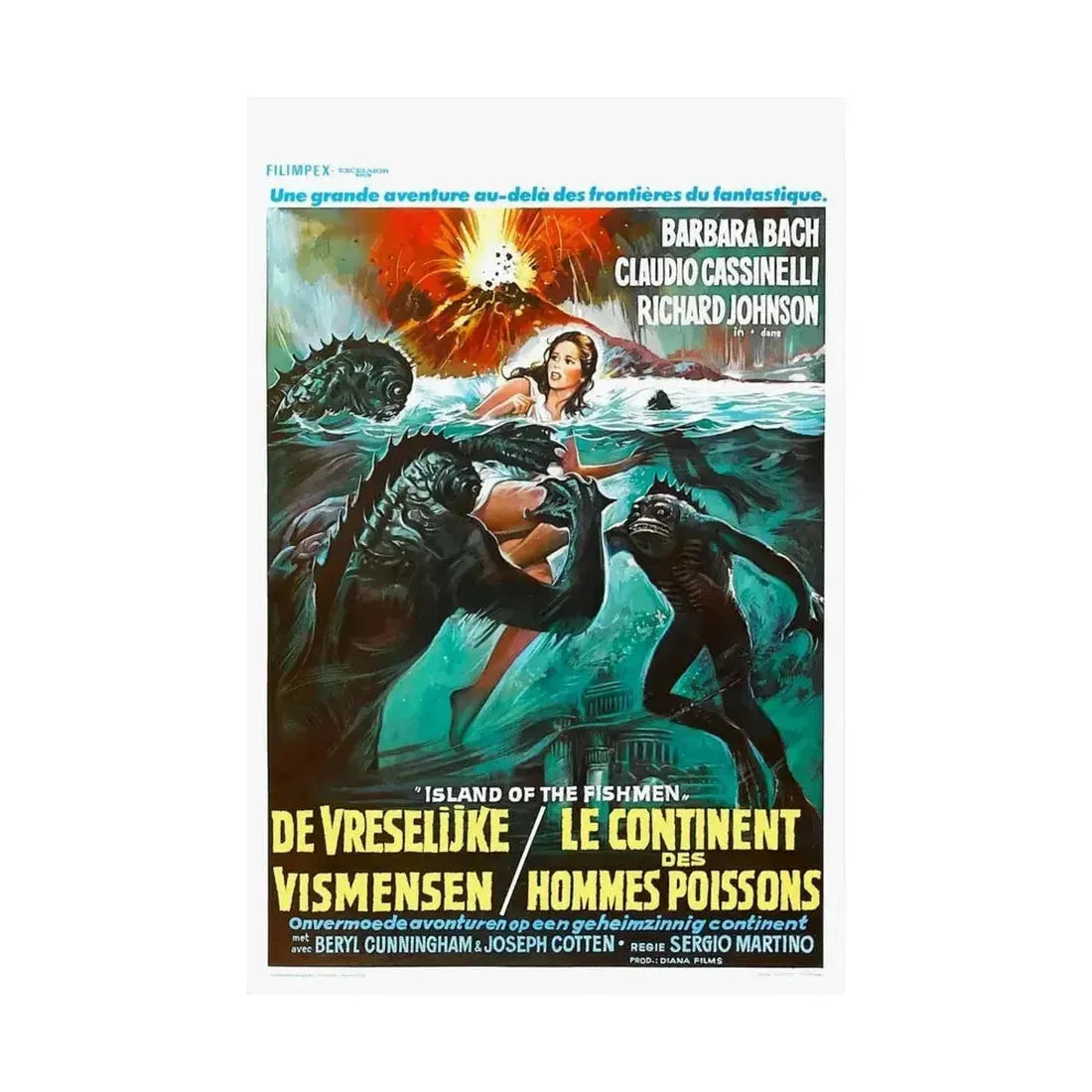 ISLAND OF THE FISHMEN (BELGIAN) 1979 - Paper Movie Poster - The Sticker Space