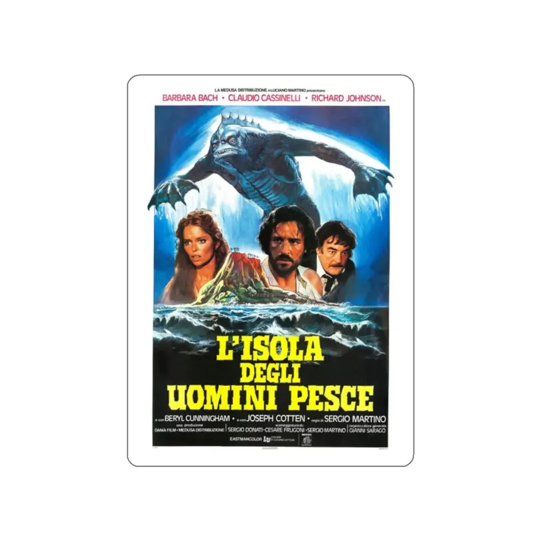 ISLAND OF THE FISHMEN (ITALIAN) 1979 Movie Poster STICKER Vinyl Die-Cut Decal - The Sticker Space