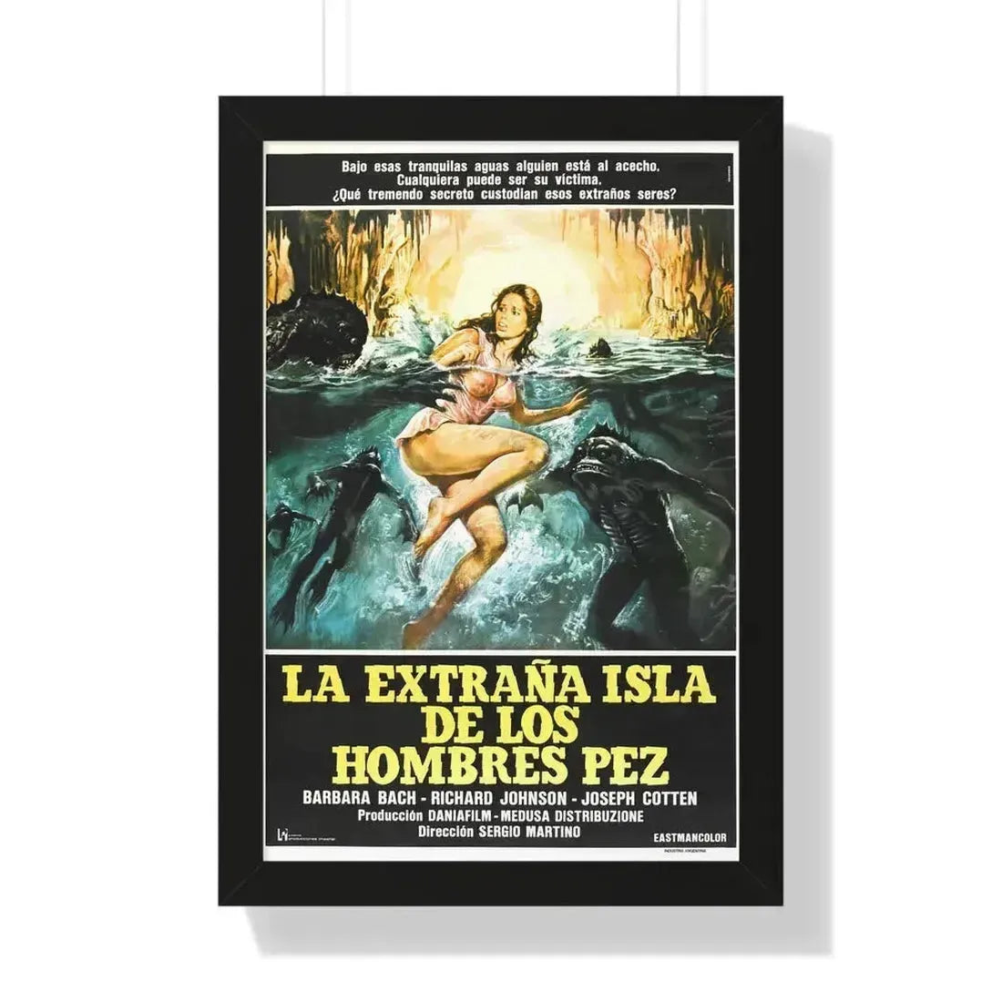 ISLAND OF THE FISHMEN (SPANISH) 1979 - Framed Movie Poster 16″ x 24″ Black - The Sticker Space