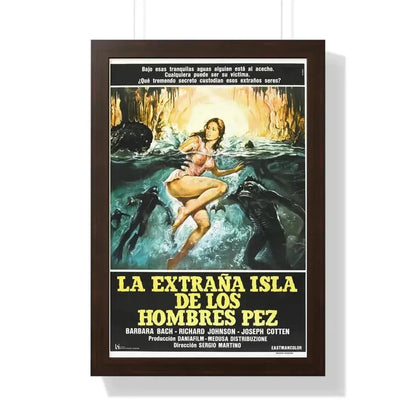 ISLAND OF THE FISHMEN (SPANISH) 1979 - Framed Movie Poster 16″ x 24″ Walnut - The Sticker Space