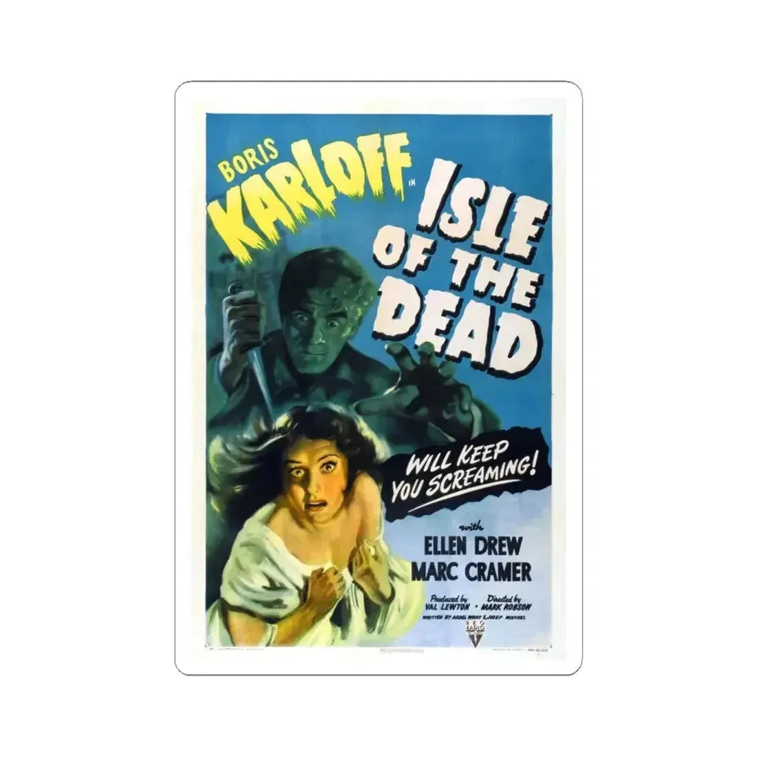 ISLE OF THE DEAD 1945 Movie Poster - STICKER Vinyl Kiss-Cut Decal 6 Inch White - The Sticker Space