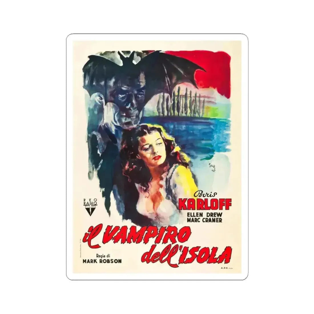 ISLE OF THE DEAD (ITALIAN) 1945 Movie Poster - STICKER Vinyl Kiss-Cut Decal 3 Inch White - The Sticker Space