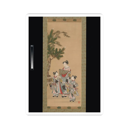 Isoda Koryūsai - Courtesan and Two Attendants on New Year's Day - ca. 1780s v1 - STICKER Vinyl Kiss-Cut Decal