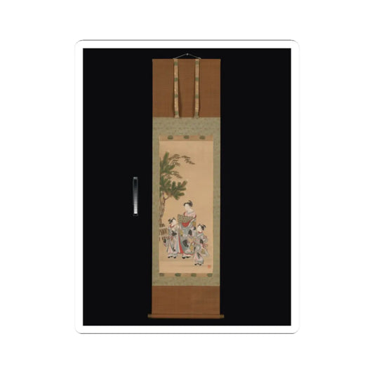 Isoda Koryūsai - Courtesan and Two Attendants on New Year's Day - ca. 1780s v2 - STICKER Vinyl Kiss-Cut Decal