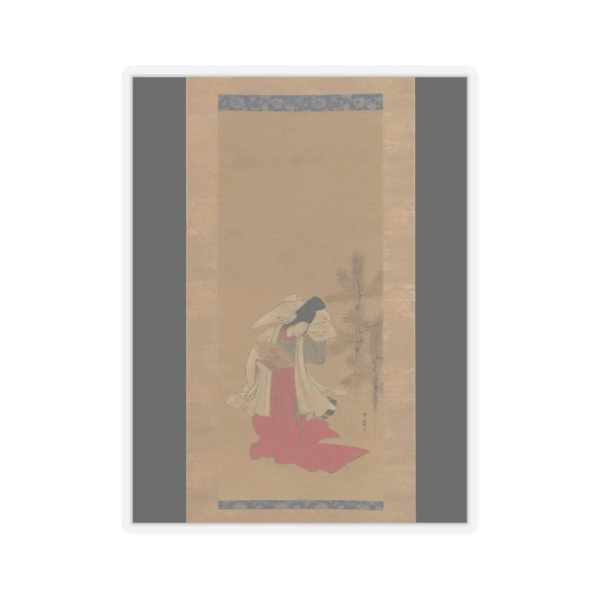 Isoda Koryūsai - Courtesan-Dancer (Shirabyōshi) for the New Year - 1764–88 v1 - STICKER Vinyl Kiss-Cut Decal
