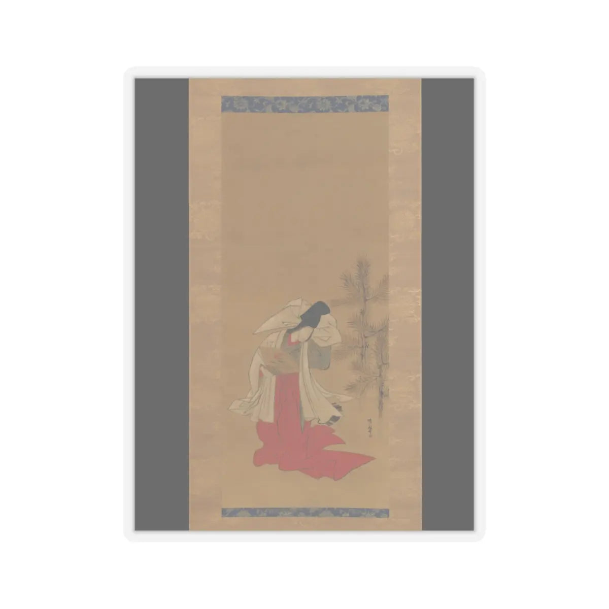 Isoda Koryūsai - Courtesan-Dancer (Shirabyōshi) for the New Year - 1764–88 v1 - STICKER Vinyl Kiss-Cut Decal