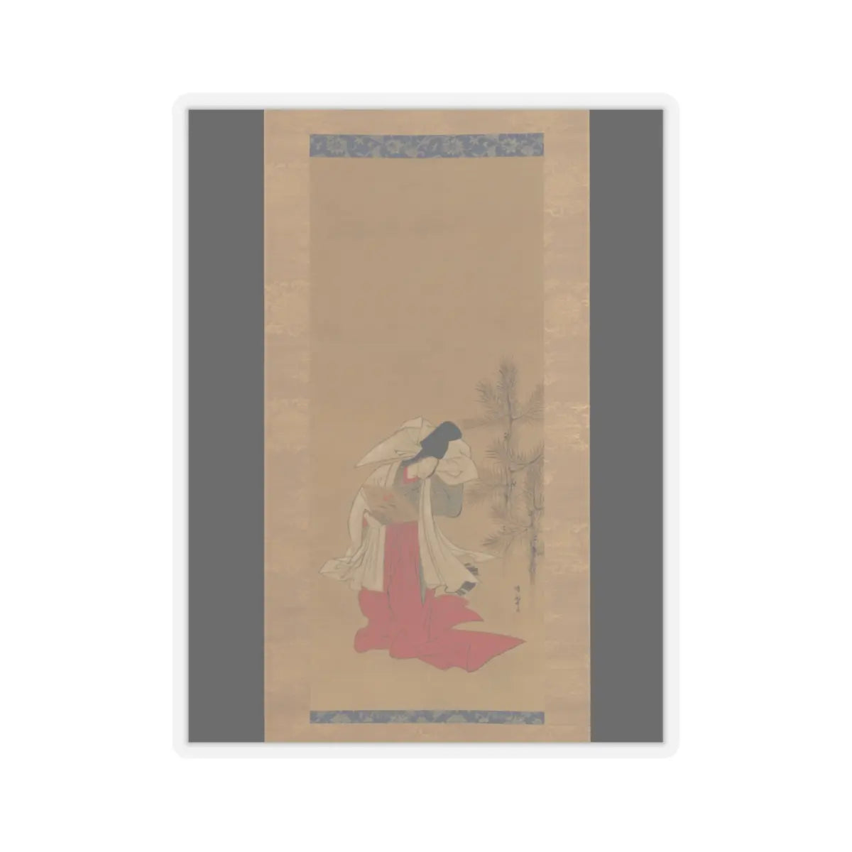 Isoda Koryūsai - Courtesan-Dancer (Shirabyōshi) for the New Year - 1764–88 v1 - STICKER Vinyl Kiss-Cut Decal