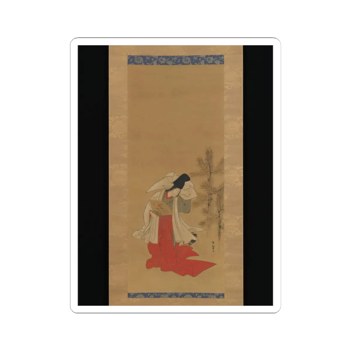 Isoda Koryūsai - Courtesan-Dancer (Shirabyōshi) for the New Year - 1764–88 v1 - STICKER Vinyl Kiss-Cut Decal