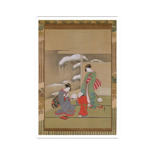Isoda Koryūsai - Painting the Eyes on a Snow Rabbit - ca. 1780 - STICKER Vinyl Kiss-Cut Decal