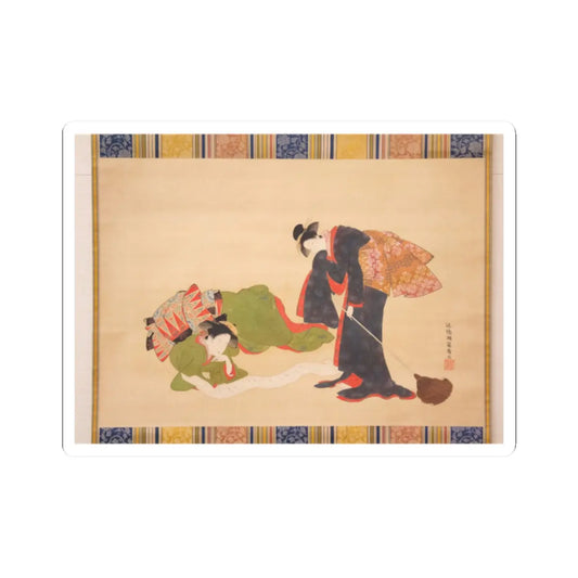 Isoda Koryūsai - Parody of Hanshan and Shide - 18th century - STICKER Vinyl Kiss-Cut Decal