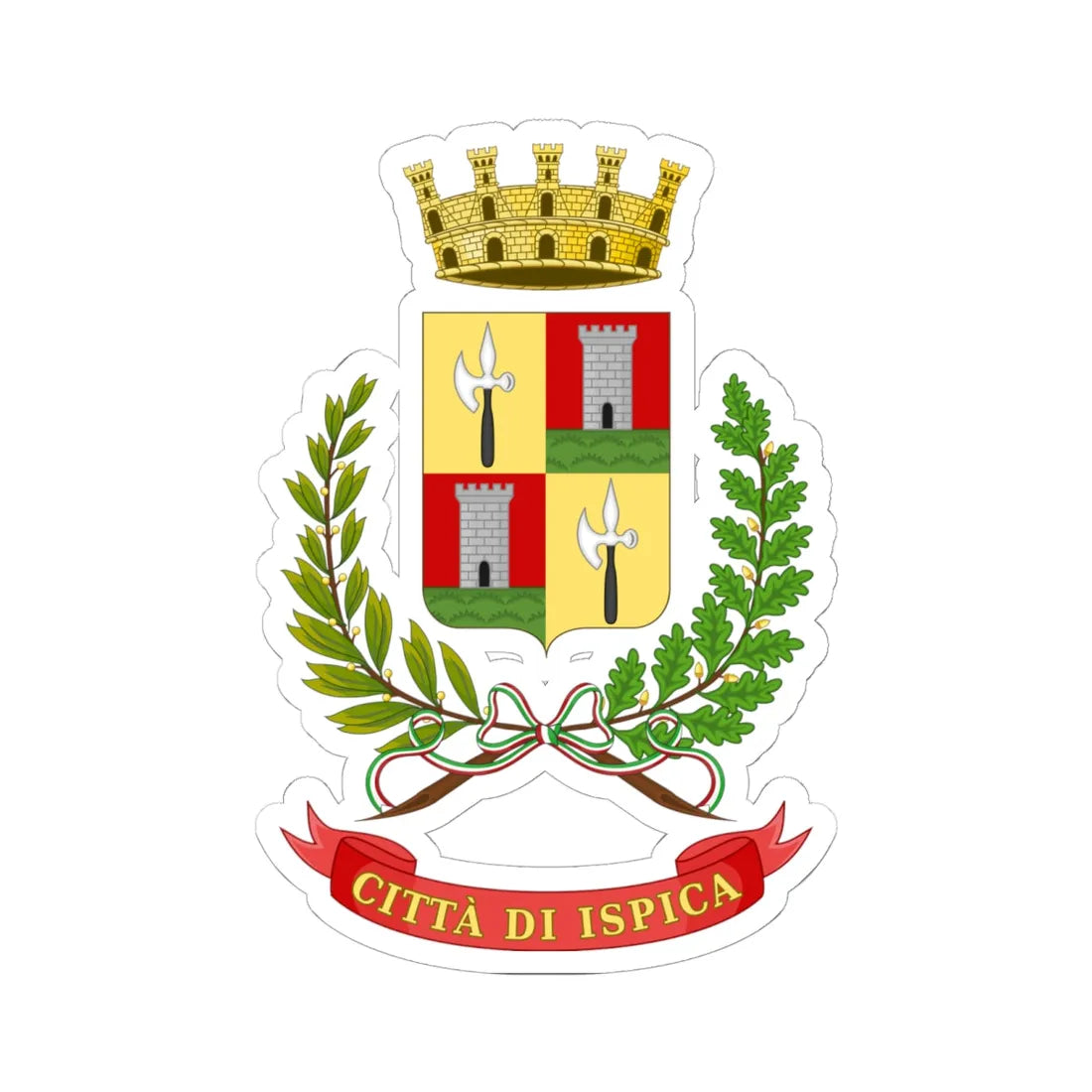 Ispica-Stemma (Italy) (Coat of Arms) STICKER Vinyl Kiss-Cut Decal 6 Inch White - The Sticker Space