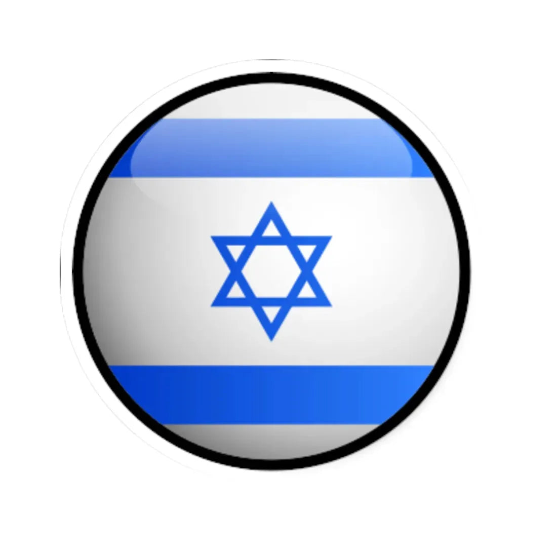 Israel Flag Round (Israel) STICKER Vinyl Kiss-Cut Decal 4 Inch White - The Sticker Space
