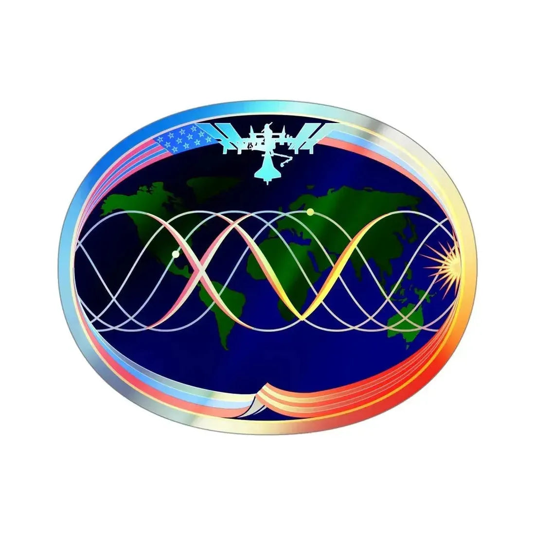 ISS Expedition 15 (NASA) Holographic STICKER Die-Cut Vinyl Decal 4 Inch Holographic - The Sticker Space