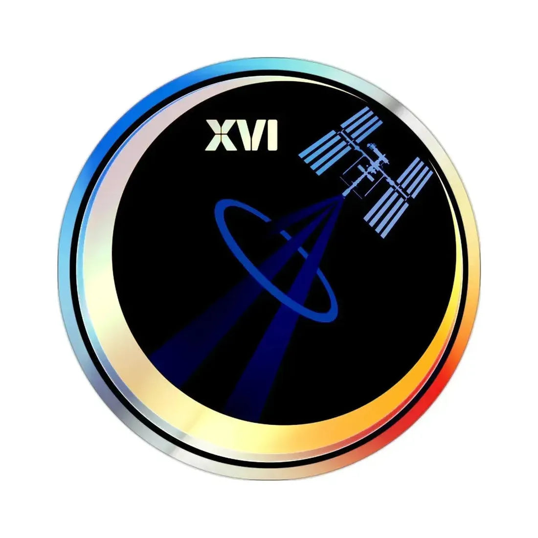 ISS Expedition 16 (NASA) Holographic STICKER Die-Cut Vinyl Decal 2 Inch Holographic - The Sticker Space