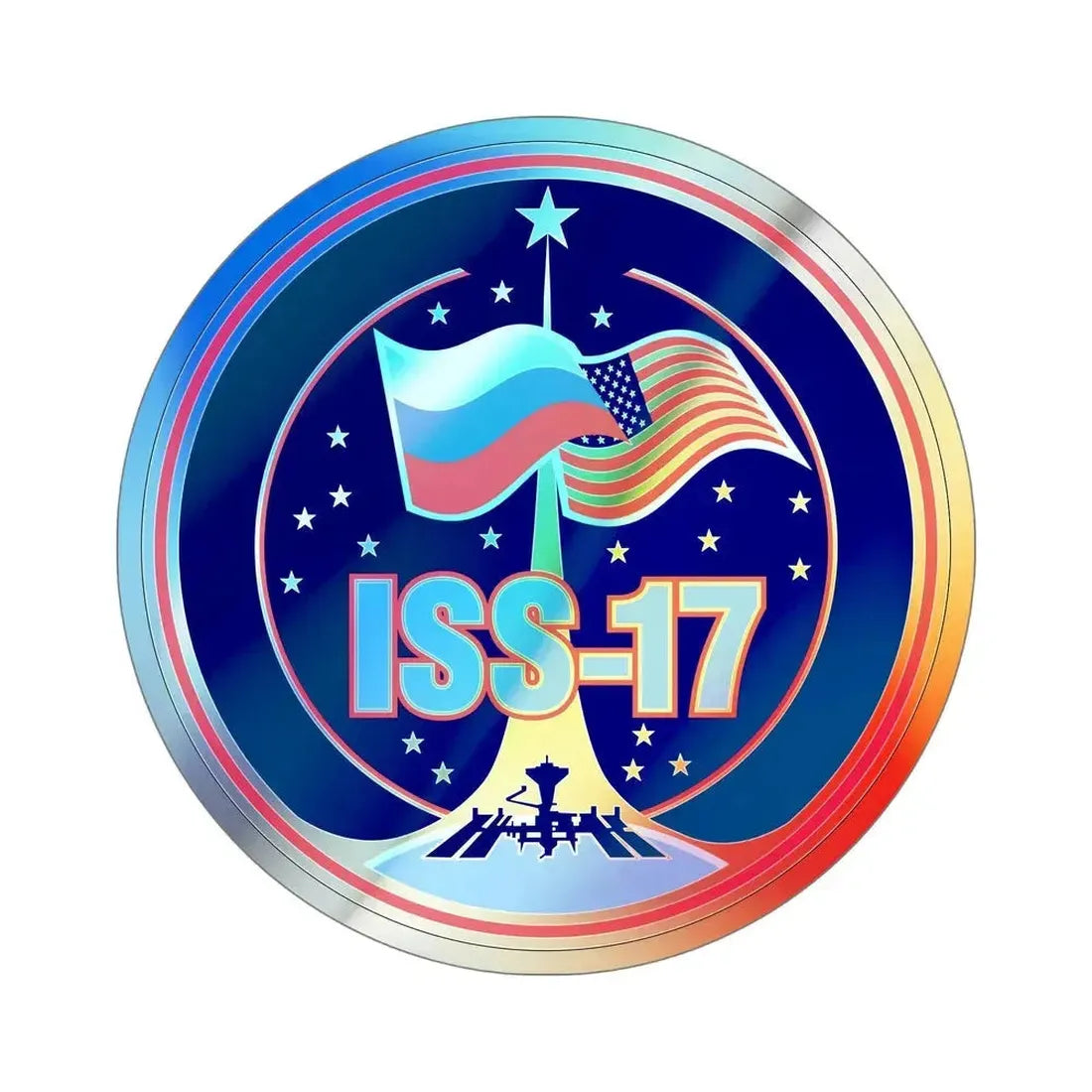 ISS Expedition 17 (NASA) Holographic STICKER Die-Cut Vinyl Decal 2 Inch Holographic - The Sticker Space