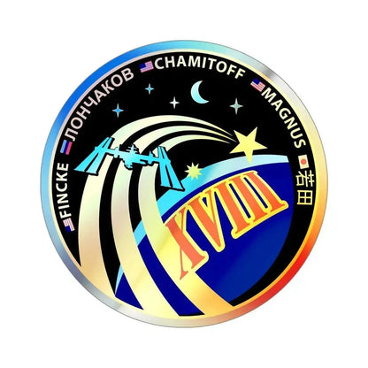ISS Expedition 18 (NASA) Holographic STICKER Die-Cut Vinyl Decal 4 Inch Holographic - The Sticker Space
