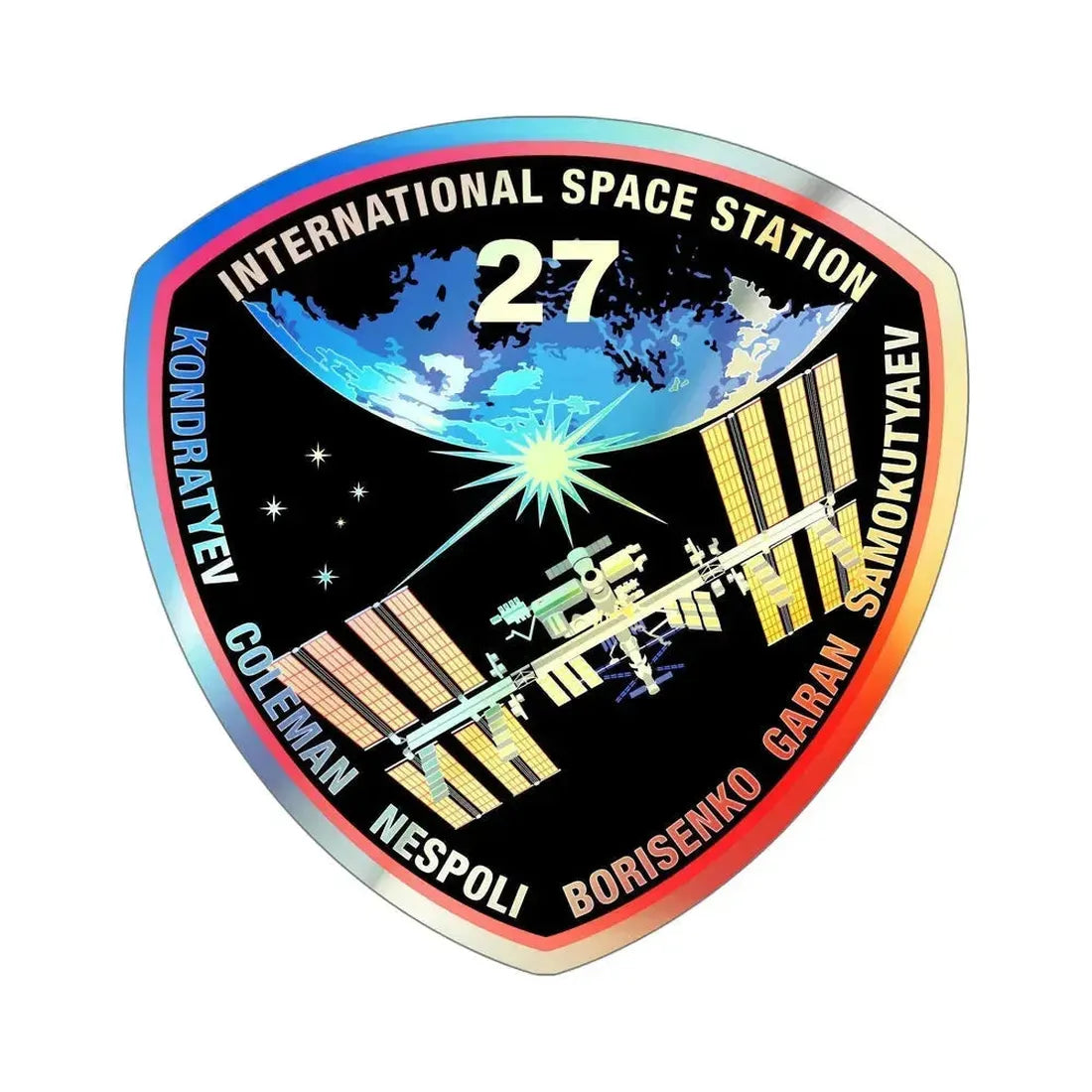 ISS Expedition 27 (NASA) Holographic STICKER Die-Cut Vinyl Decal 6 Inch Holographic - The Sticker Space