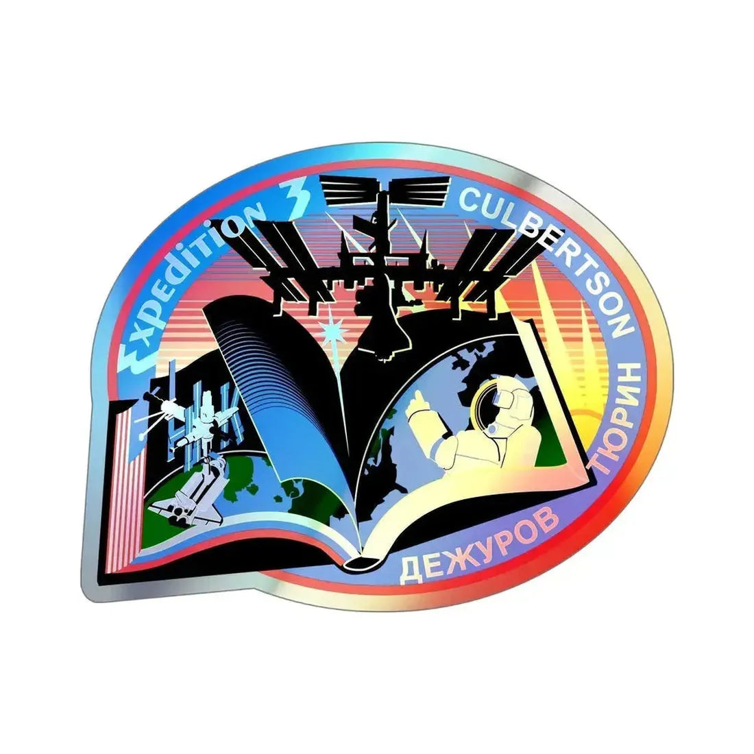 ISS Expedition 3 (NASA) Holographic STICKER Die-Cut Vinyl Decal 6 Inch Holographic - The Sticker Space
