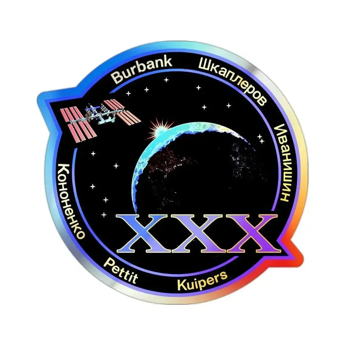 ISS Expedition 30 (NASA) Holographic STICKER Die-Cut Vinyl Decal 2 Inch Holographic - The Sticker Space