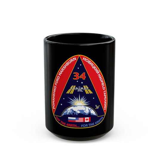 ISS Expedition 34 (NASA) Black Coffee Mug-15oz-The Sticker Space