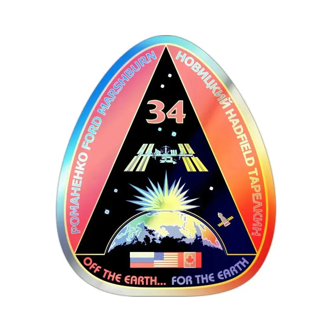 ISS Expedition 34 (NASA) Holographic STICKER Die-Cut Vinyl Decal 2 Inch Holographic - The Sticker Space