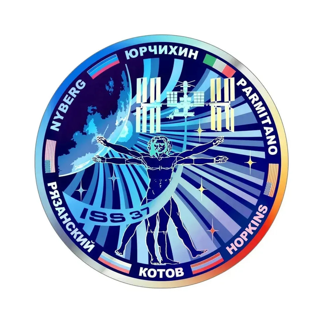 ISS Expedition 37 (NASA) Holographic STICKER Die-Cut Vinyl Decal 5 Inch Holographic - The Sticker Space