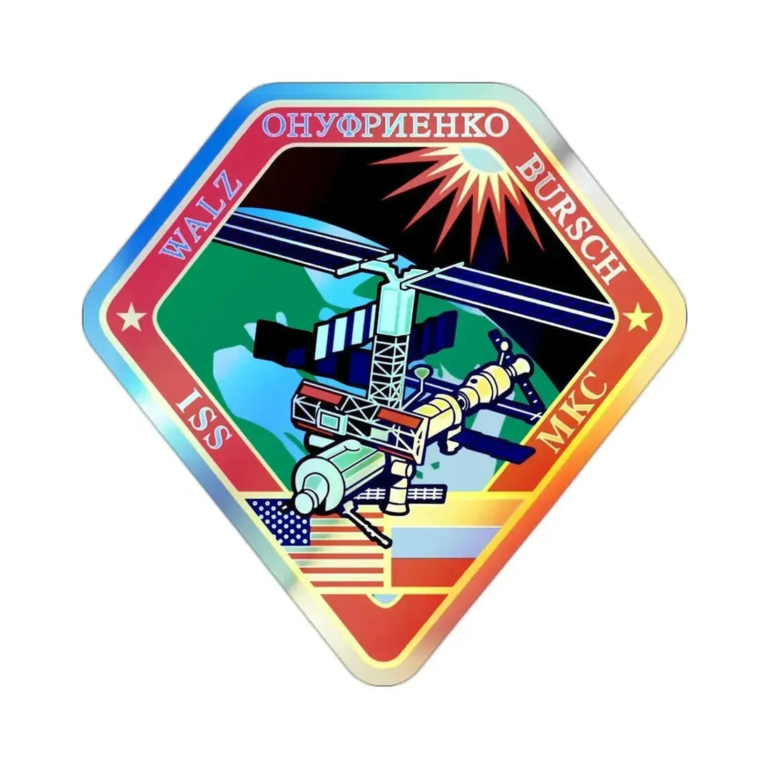 ISS Expedition 4 (NASA) Holographic STICKER Die-Cut Vinyl Decal 2 Inch Holographic - The Sticker Space