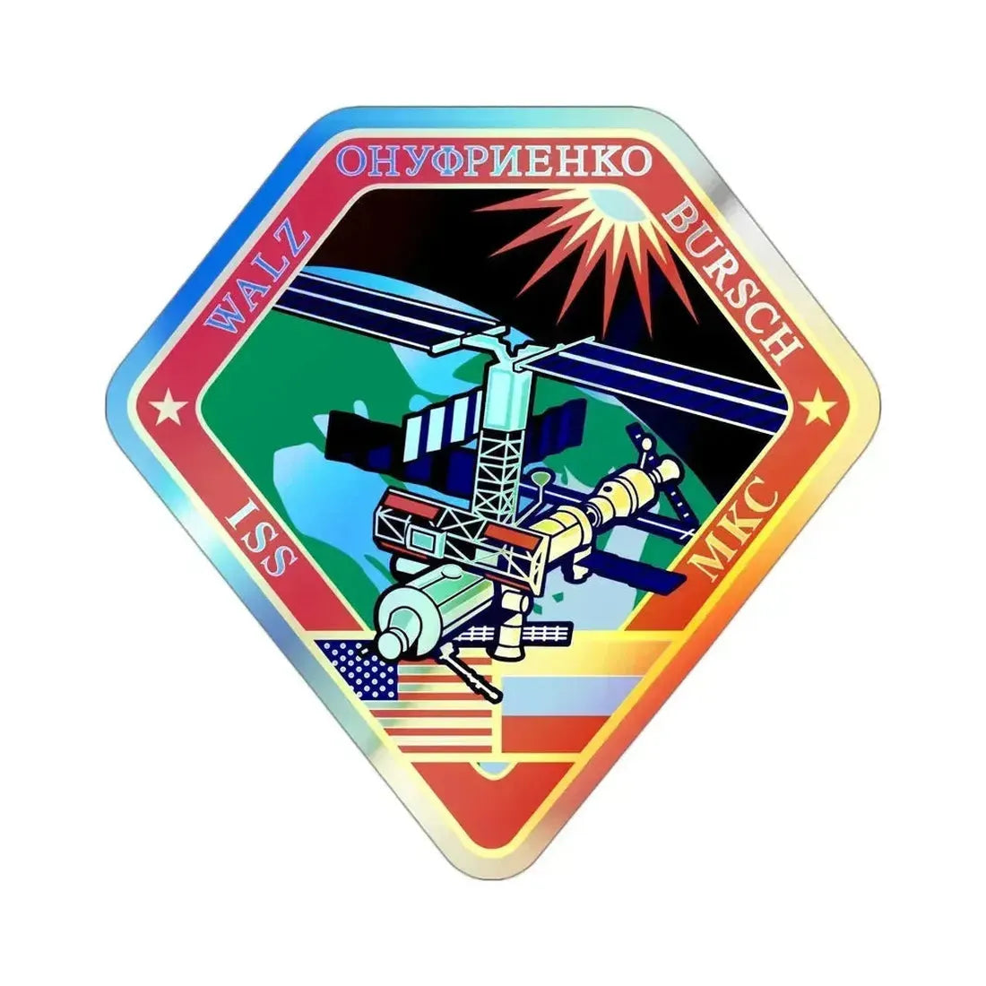ISS Expedition 4 (NASA) Holographic STICKER Die-Cut Vinyl Decal 3 Inch Holographic - The Sticker Space
