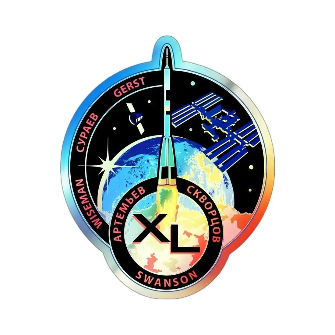 ISS Expedition 40 (NASA) Holographic STICKER Die-Cut Vinyl Decal 3 Inch Holographic - The Sticker Space