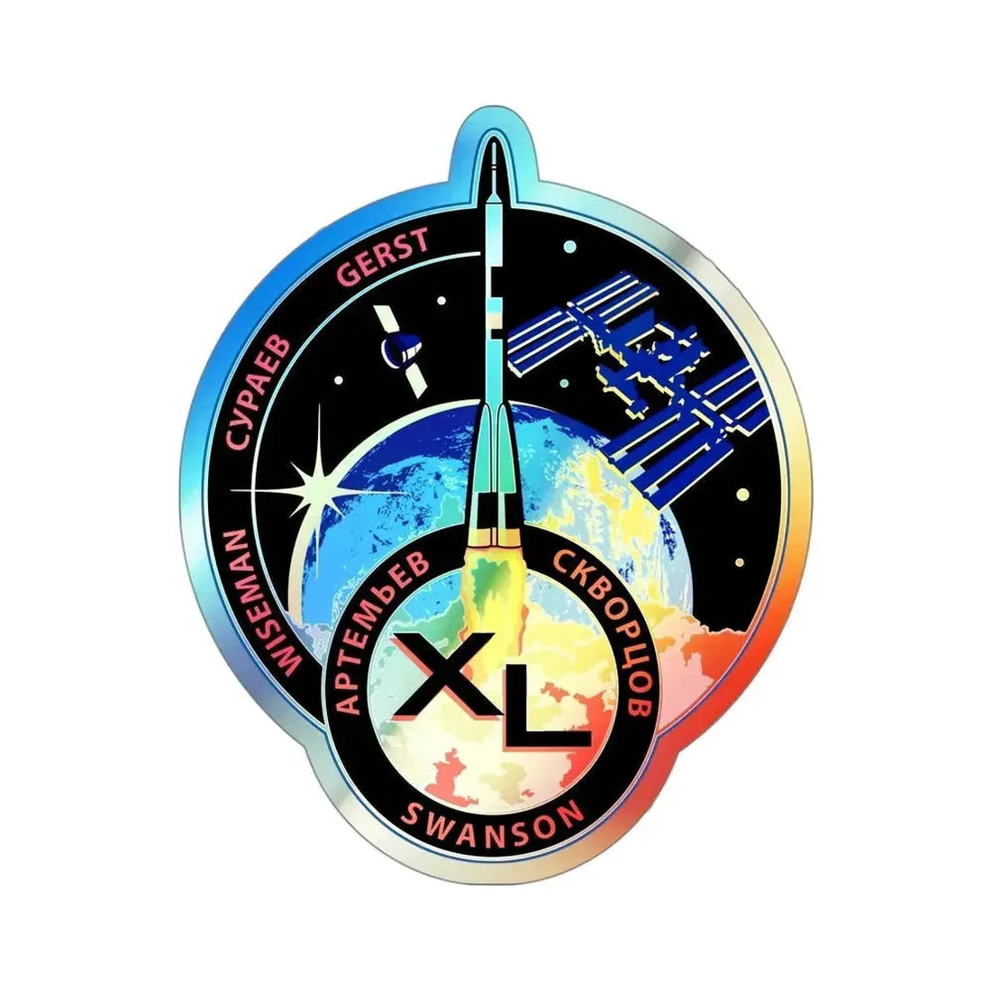 ISS Expedition 40 (NASA) Holographic STICKER Die-Cut Vinyl Decal 4 Inch Holographic - The Sticker Space