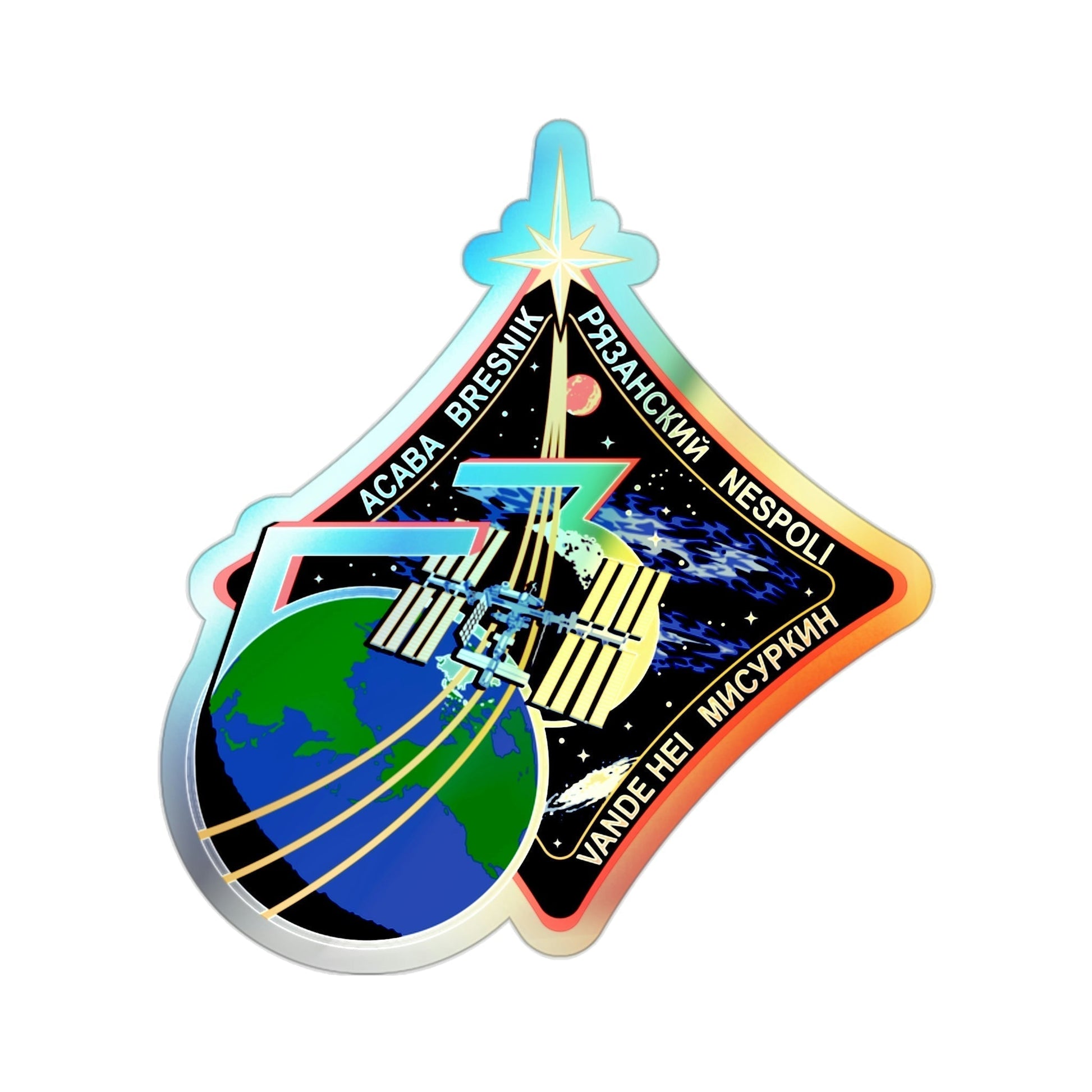 ISS Expedition 53 (NASA) Holographic STICKER Die-Cut Vinyl Decal-2 Inch-The Sticker Space