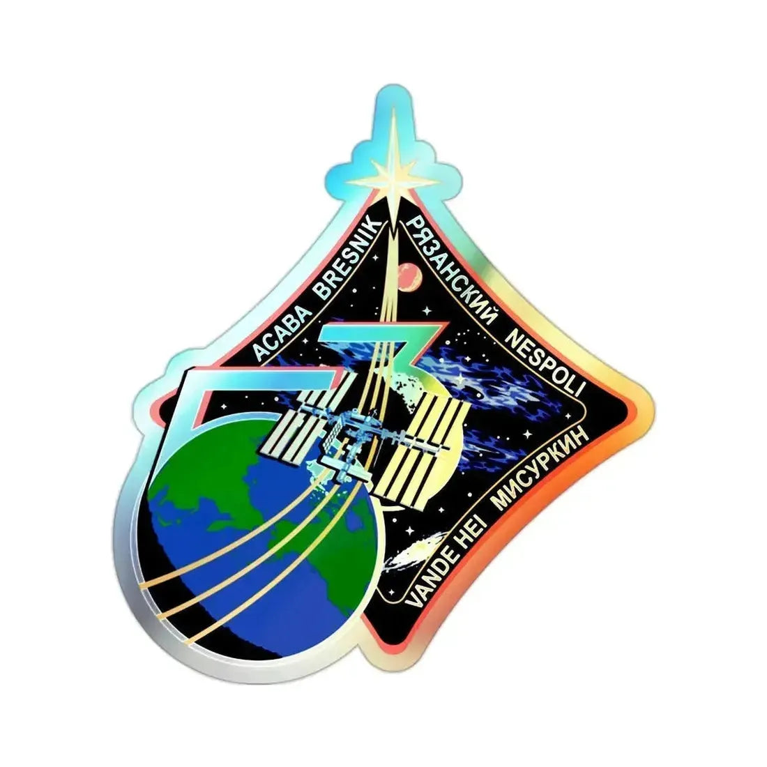 ISS Expedition 53 (NASA) Holographic STICKER Die-Cut Vinyl Decal 2 Inch Holographic - The Sticker Space