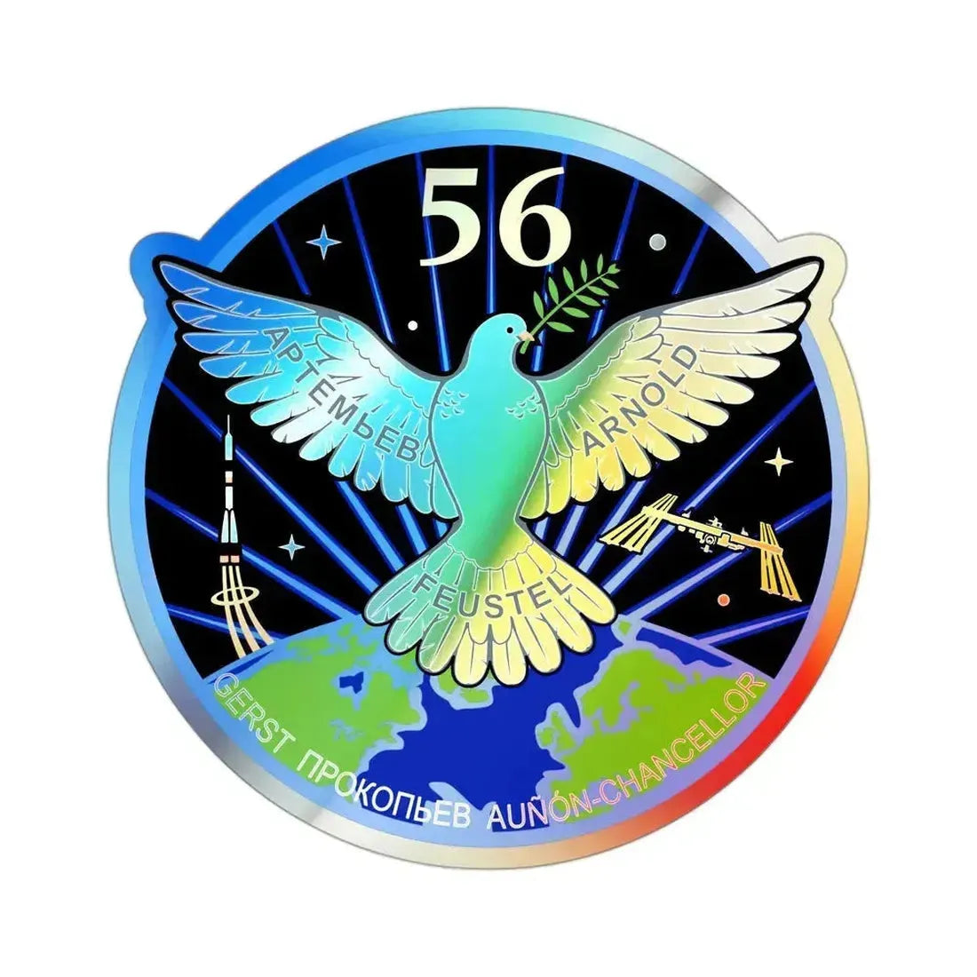 ISS Expedition 56 (NASA) Holographic STICKER Die-Cut Vinyl Decal 3 Inch - The Sticker Space