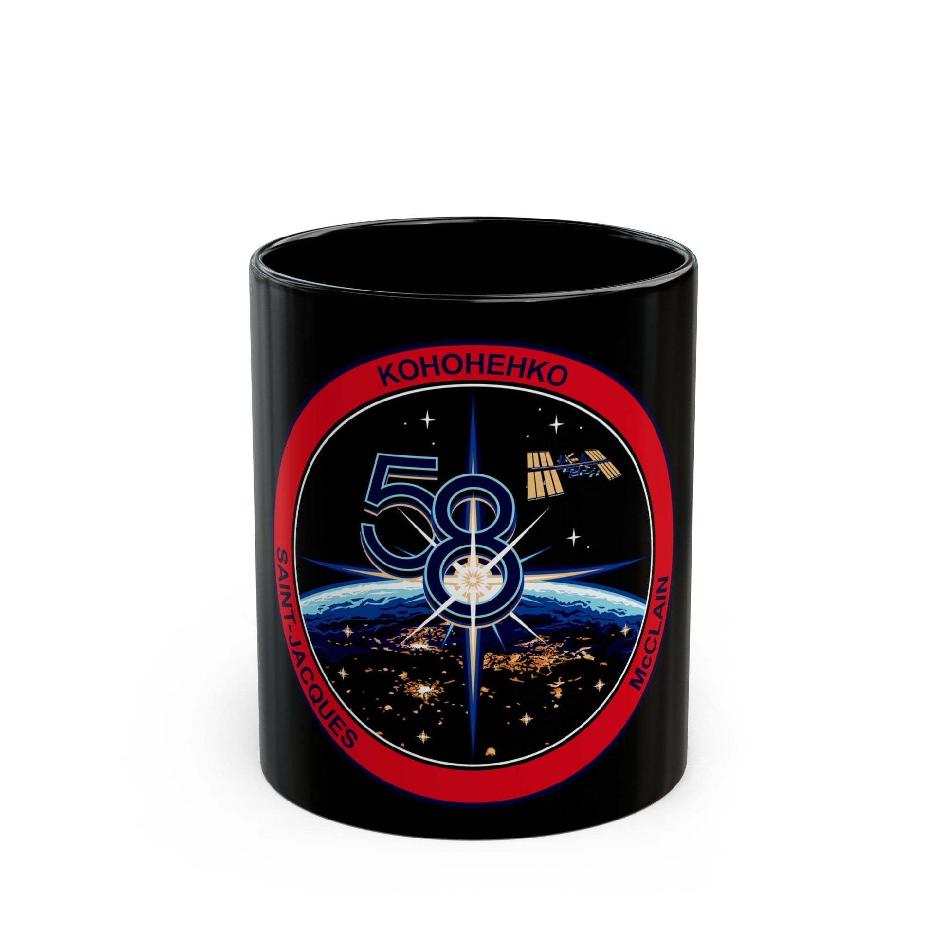 ISS Expedition 58 (NASA) Black Coffee Mug-11oz-The Sticker Space