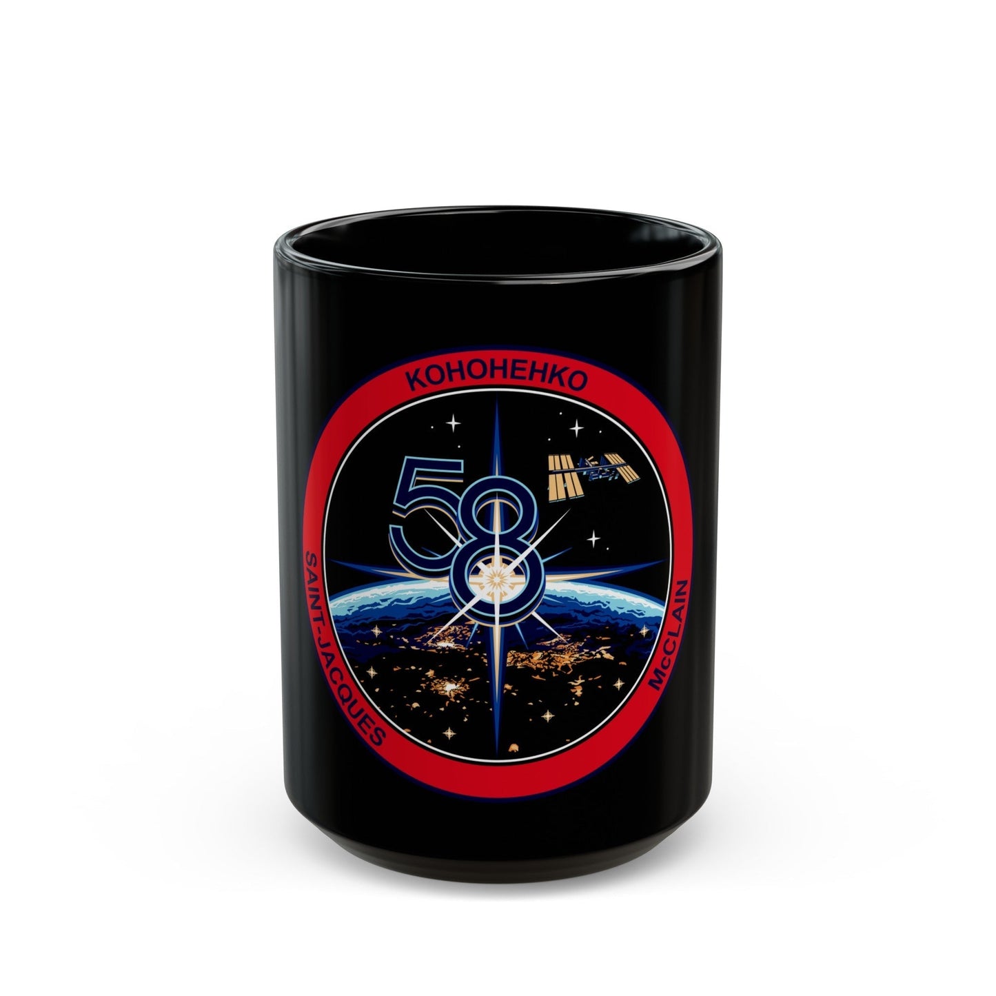 ISS Expedition 58 (NASA) Black Coffee Mug-15oz-The Sticker Space