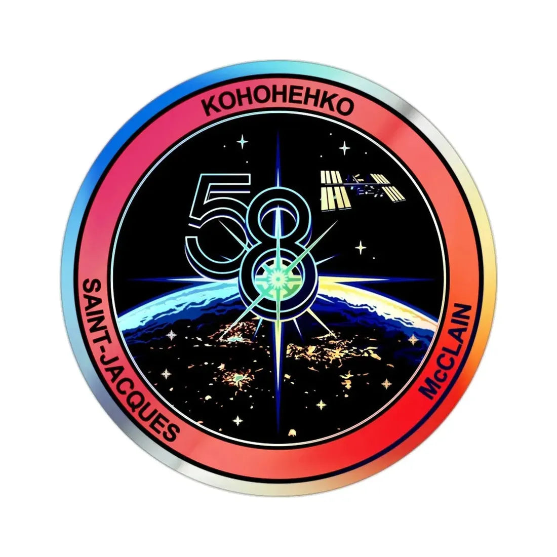 ISS Expedition 58 (NASA) Holographic STICKER Die-Cut Vinyl Decal - The Sticker Space