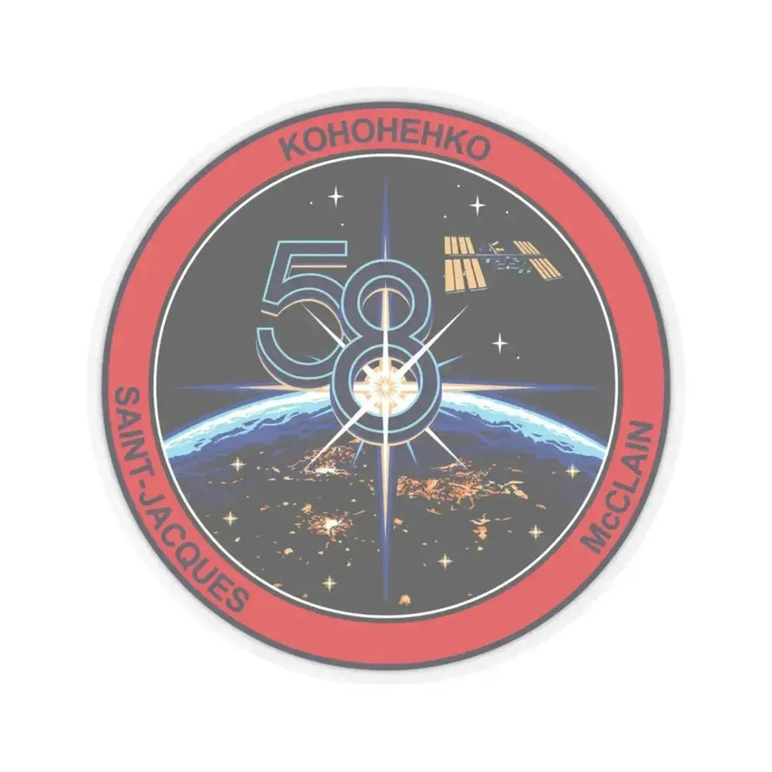ISS Expedition 58 (NASA) STICKER Vinyl Kiss-Cut Decal 3 Inch Transparent - The Sticker Space