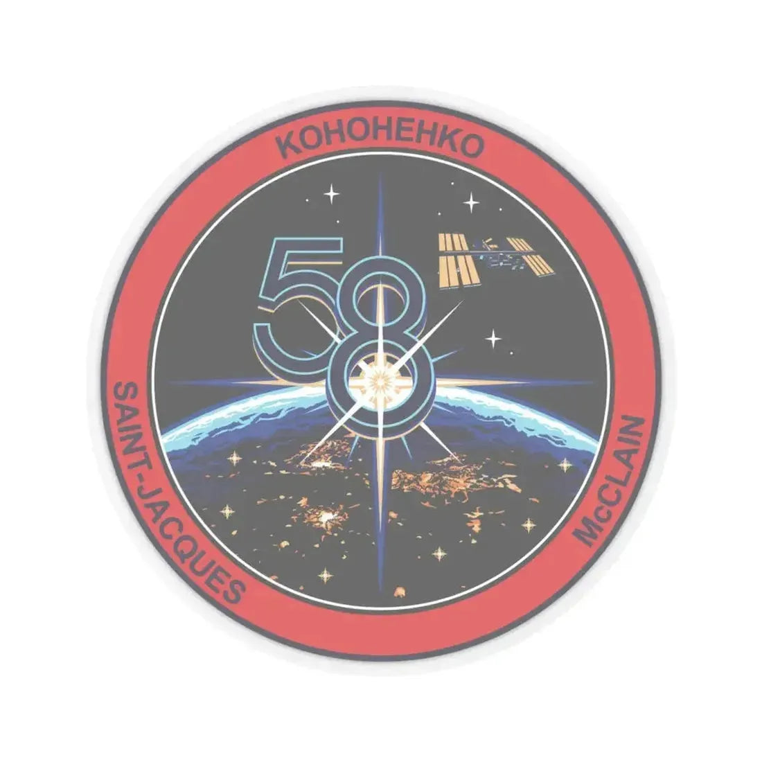 ISS Expedition 58 (NASA) STICKER Vinyl Kiss-Cut Decal 4 Inch Transparent - The Sticker Space