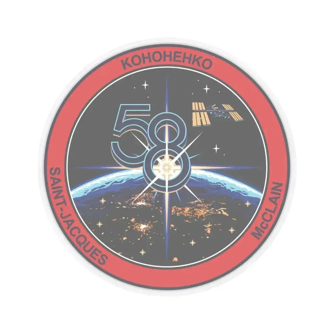ISS Expedition 58 (NASA) STICKER Vinyl Kiss-Cut Decal 6 Inch Transparent - The Sticker Space